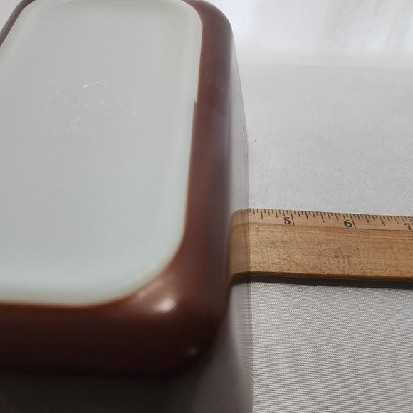 Pyrex Old Orchard Brown 1.5 pint Refrigerator Dish 0502 small glass loaf pan - Picture 7 of 8